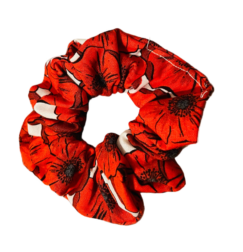 Poppy Flower Scrunchie